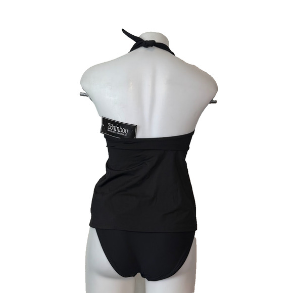 2Bamboo Black Halter Tankini Set w/ Skirt Bottom – Size Small – New w/ Tags - Picture 2 of 2